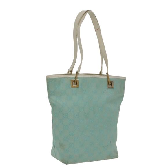 GUCCI GG Canvas Hand Bag Light Blue Gold 002 002 - Picture 1 of 16